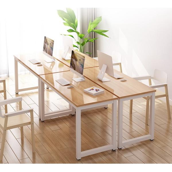 Modern Home Furniture Wooden Office Table Desk With Black Metal Frame Computer Table