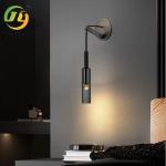 Modern Single Luxury Bedroom Bedside Wall Light All Copper TV Pendant Lamp Smoke
