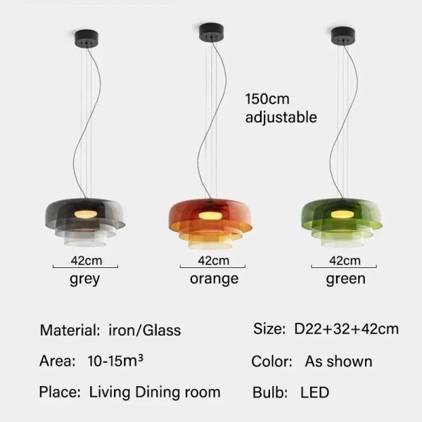 Simple Vintage Glass Lampshade Pendant Lamps Minimalist Dining Room Cafe Bar LED Chandelier （WH-AP-674）