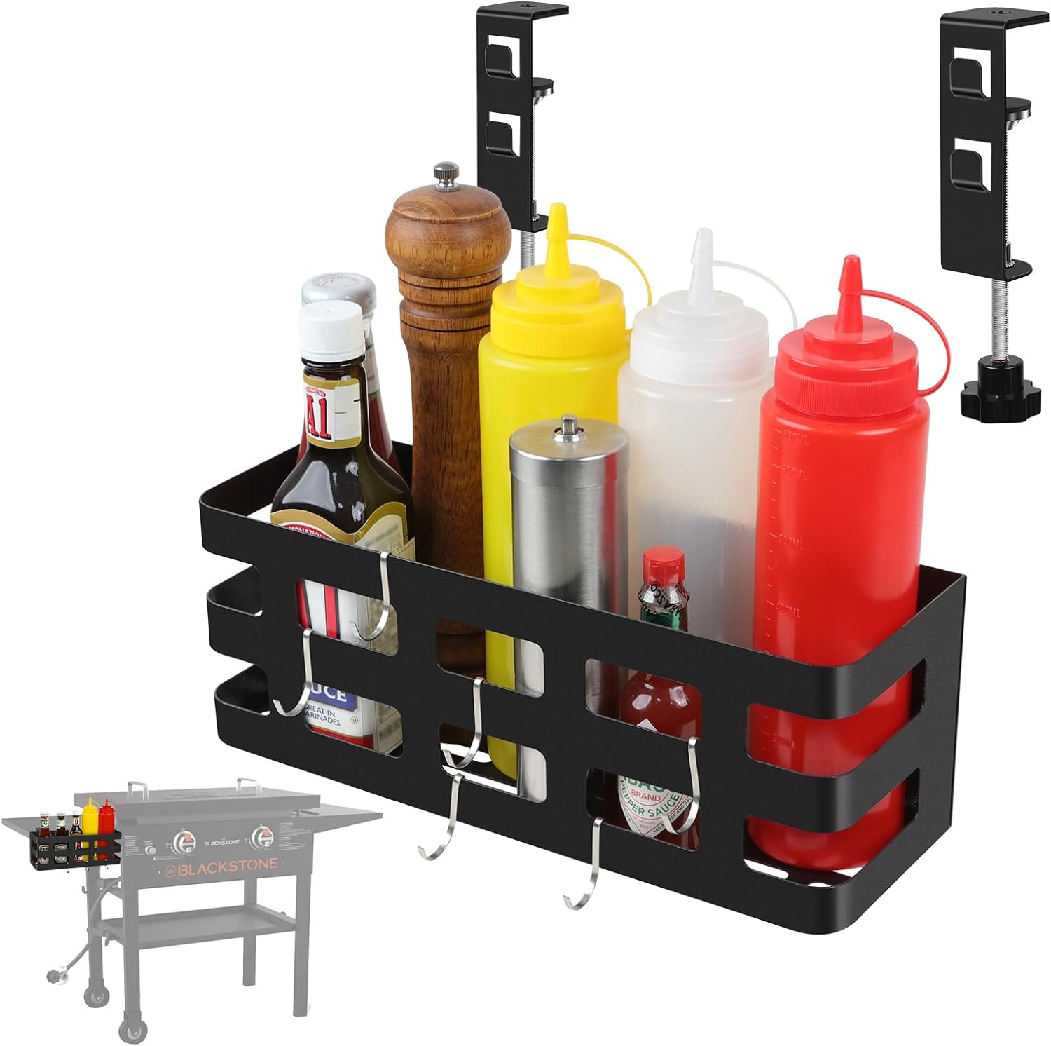 BBQ Grill Caddy with Paper Towel Holder Magnetic Knife Strip Metal Kitchen 28" 36" Blackstone Griddle Grill Tools Caddy