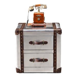 Wholesale Aviator Side Table Aluminium Two Drawer Storage Coffee Table bedside Chests Industrial Travel Trunk Cabinet from china suppliers
