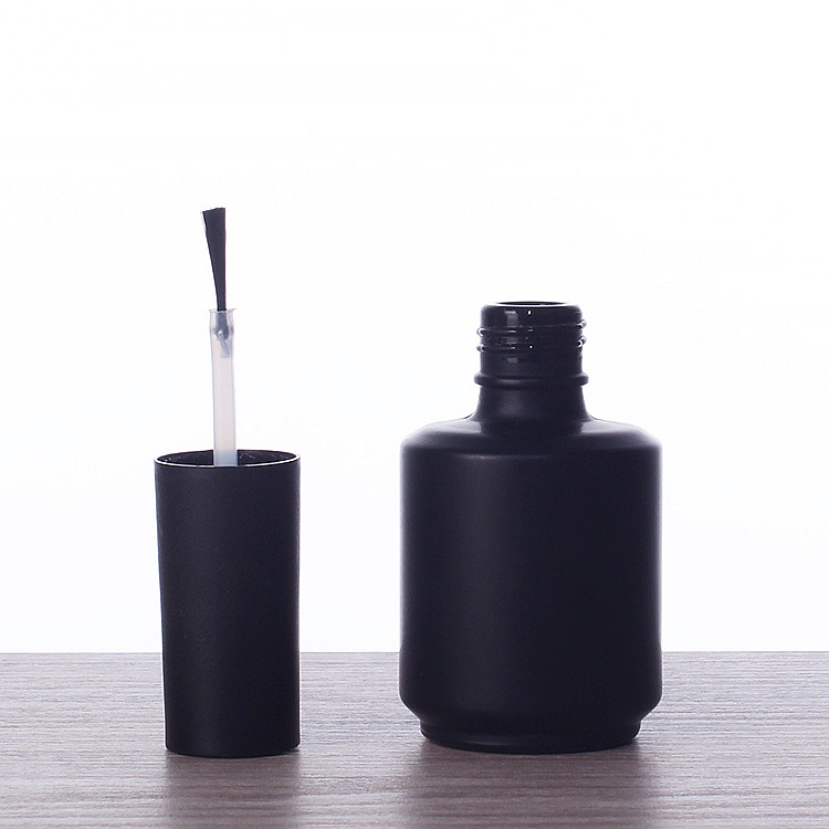 8ml 10ml Matte Black Empty UV Gel Nail Polish Bottle With Cap and Brush for Industrial Cosmetic Custom Unique Oval Shape