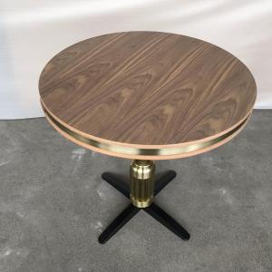 China Walnut Wood Top Metal Base Dining Table Modern on sale