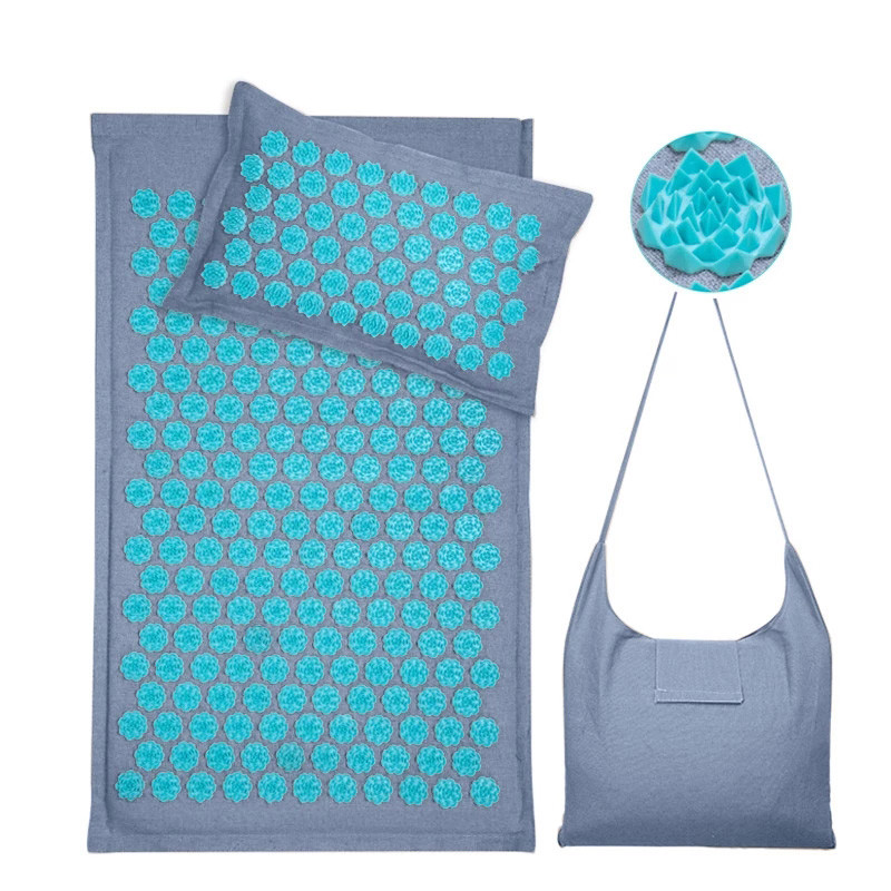 Nature Linen Coconut Palm Acupressure Mat And Pillow Set With Bag Lotus Spike Acupressure Mat
