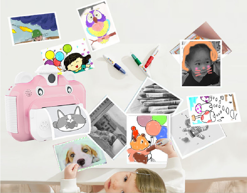 1080P HD Digital Portable Kids' Camera With Thermal Print With 1200mAh Battery