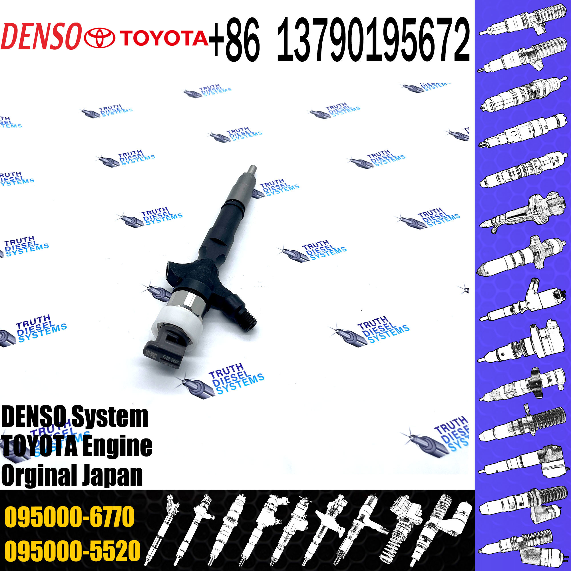 095000-6770 Diesel fuel injector 095000-6770 for Fuel Engine Nozzle DLLA150P966 Toyota Hiace 2.5 D4D HILUX 2KD-FTV