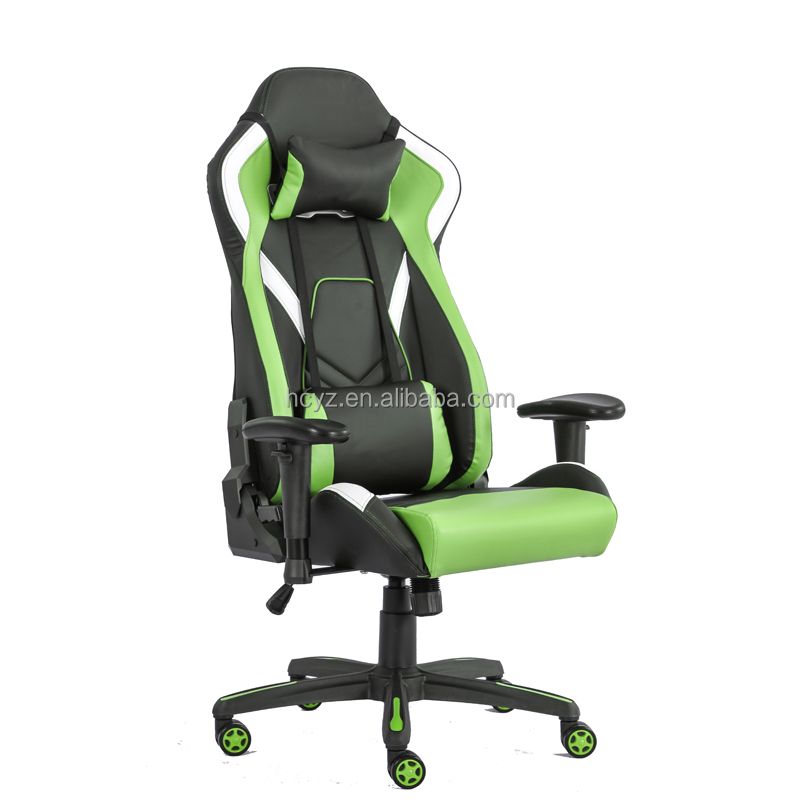 Synthetic Leather Gaming Chair with 2D Adjustable Armrest in Traditional Design Style