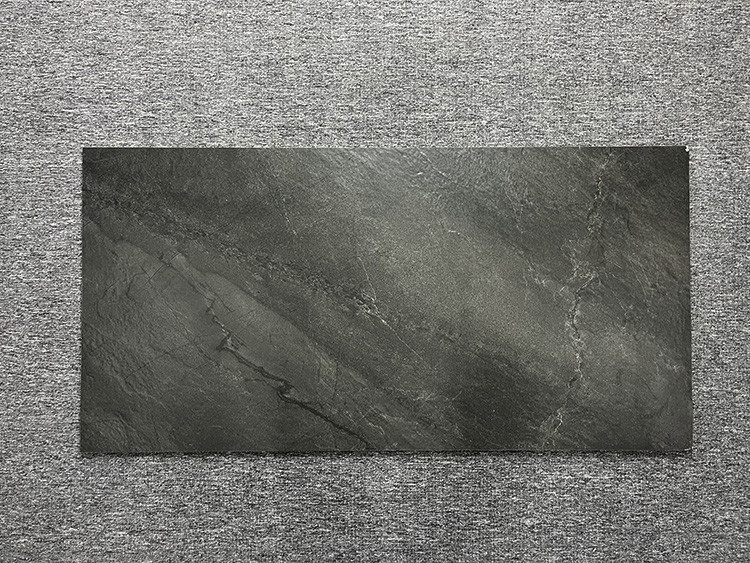 Non Slip Matt 60 X 120 Glazed Ceramic Tiles Rustic Dark Grey For Living Room Floor