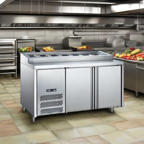 Single-Temperature Refrigerated Pizza Prep Table for Hotels and Restaurants Air Cooling Mode Hotel & Restaurant Supplies