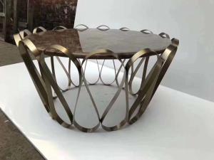 Wholesale hotel table furniture living room coffee table metal bronze round table from china suppliers