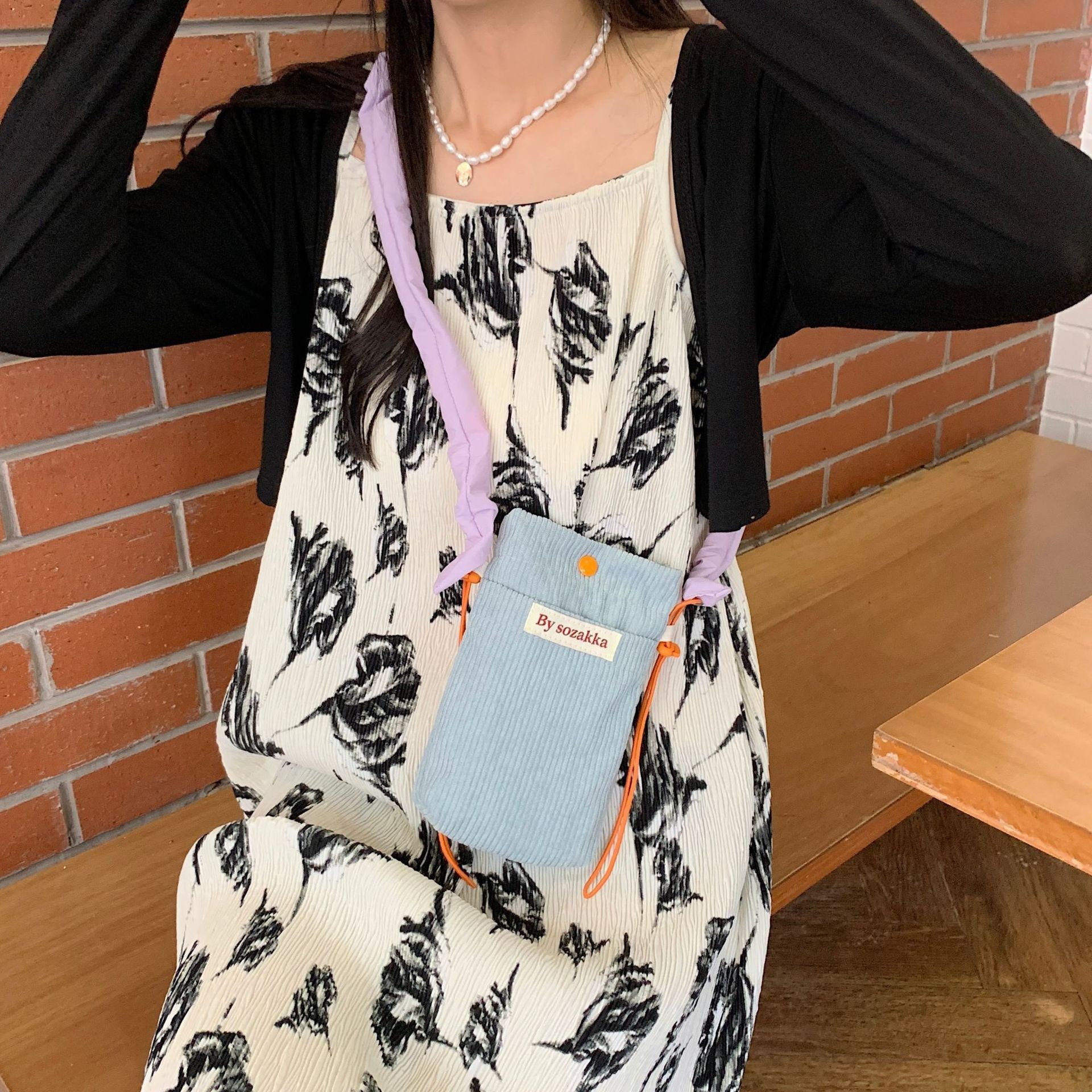 CORDUROY CROSSBODY PHONE BAG CROSSBODY SHOULDER BAG WOMEN'S WALK MINI STORAGE BAG