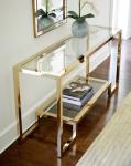 Contemporary Transparent Tempered glass top Stainless Steel Frame Console table