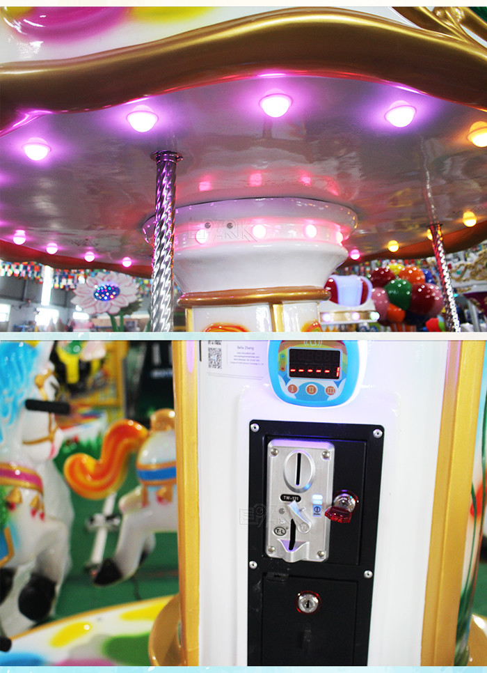 Amusement Park 6 People Carousel Ride European Style Coin Operated Merry Go Round For Kids And Adults