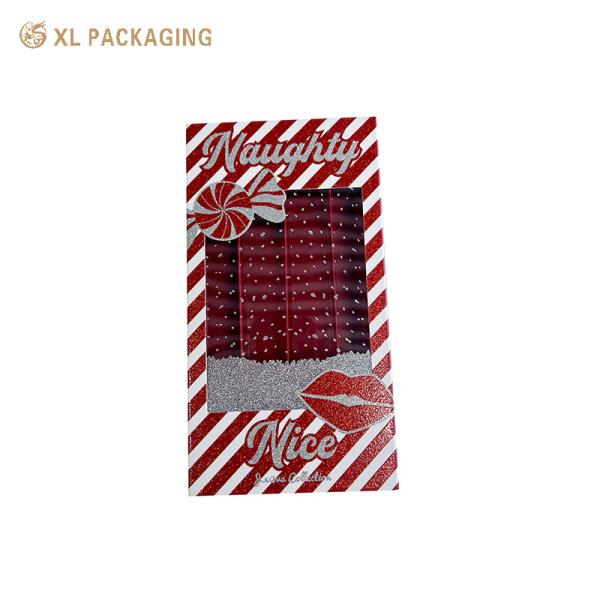 Red Cosmetic Lip Gloss Lipstick Packaging Box Paper Glitter Slide Drawer Box