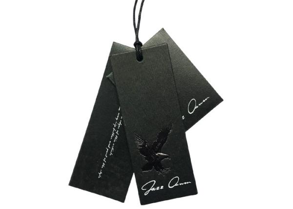 Custom Printed Clothing Labels Paper Hangtags UV Coating Gold Foil Stamping Logo