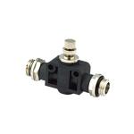 Plastic Body Pneumatic Tube Fittings NSFSS Knob Throttle Valve Two Thread Sides