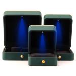 Square Green LED Jewelry Box for Luxury Packaging of Necklaces and Rings