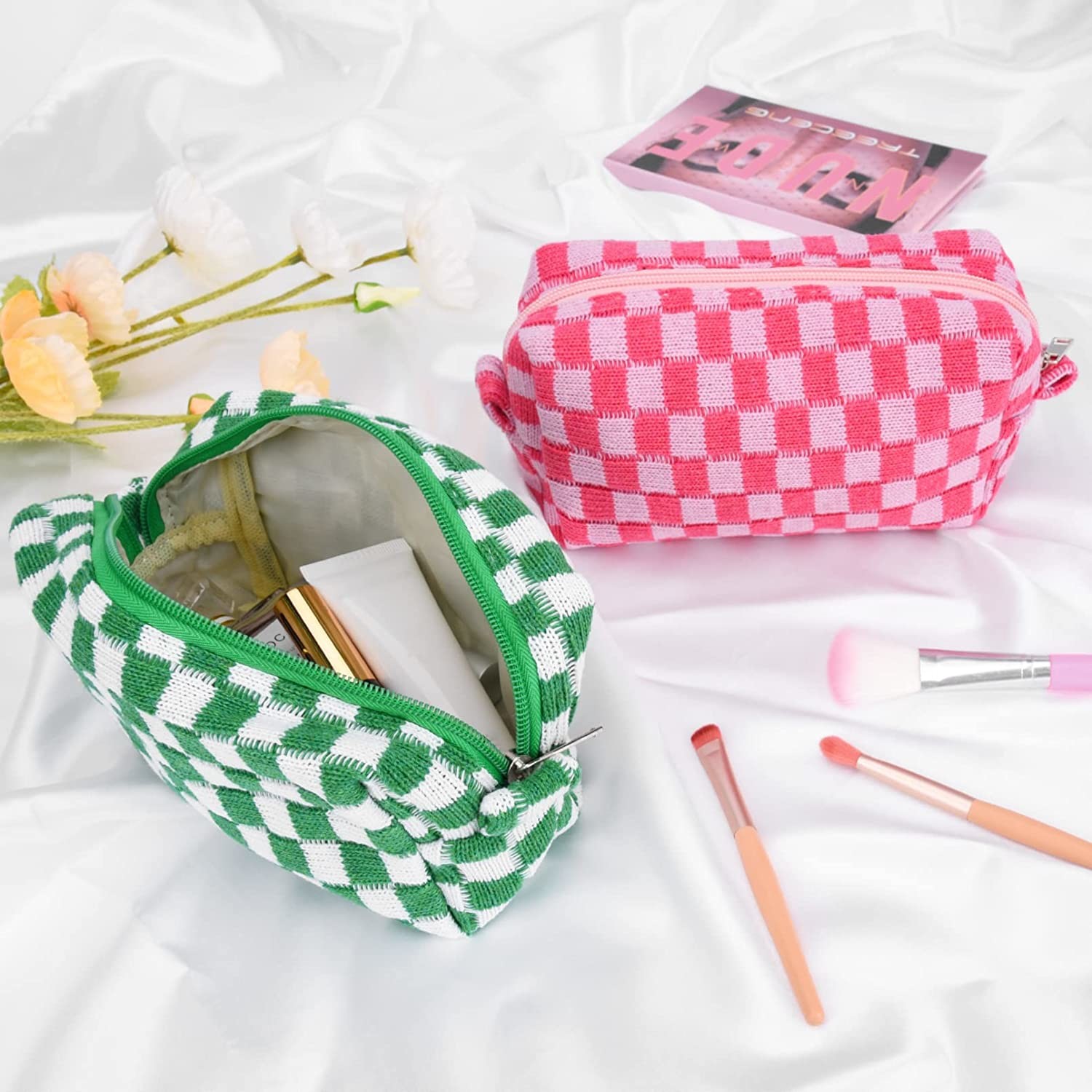 Shockproof Makeup bag Makeup bag Pink Green Makeup Bag Travel Toiletry Bag Organizer Bag Cute Makeup Brush Organizer