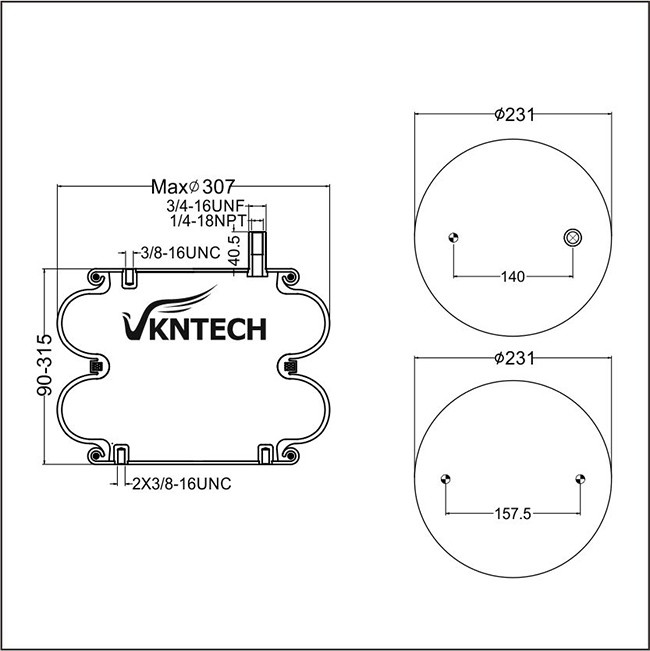 Double Convoluted Air Spring/Air Suspension 2B12-410/W01-358-7404 Air Bags