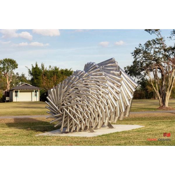 Custom Printing Metal Sculpture Blue Stainless Steel Outdoor Winding Water Pipe Structure