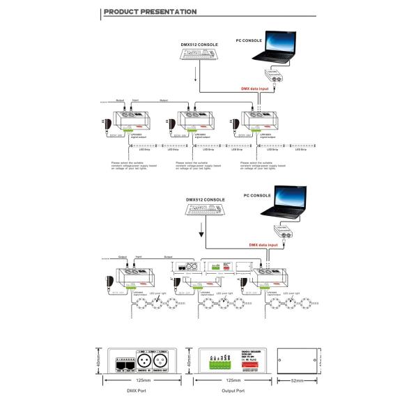 DMX To SPI DMX 512 LED Controller Decoder For TM1809 WS2812b