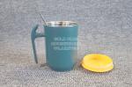 Cheap plain green coffee mug promotion double wall keep warm metal steel coffee