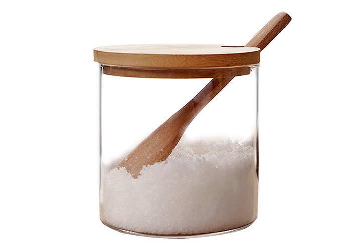 Seasonings Transparent Glass Jars Flavor Bottle Set With Wooden Spoon Tray