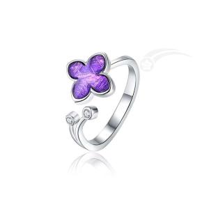 Wholesale Romantic Lilac Flower Ring Meteorite 925 Sterling Silver Ring 10mm from china suppliers