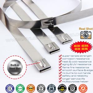 Wholesale 7.9mm Width Self-locking Metal Cable Ties, 100-1000mm Length Ball-locking Tie Straps Stainless Steel 304/316/316L from china suppliers
