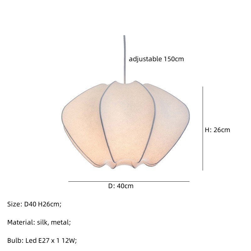 Nordic E27 Led Pendant Lights Silk Hanging Lamp Minimalism Wabi Sabi Suspend Lamp(WH-AP-564)