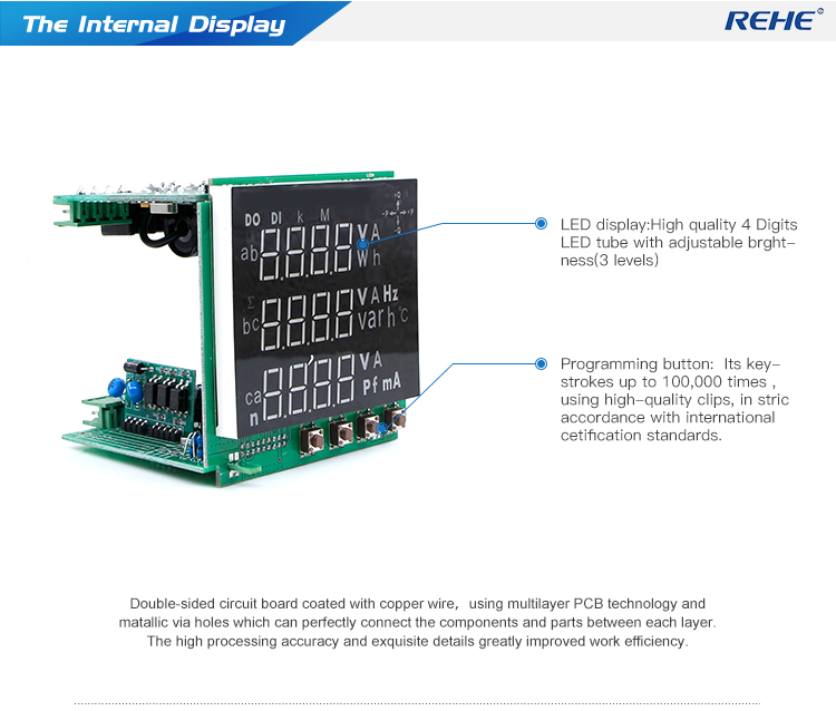 High quality 96*96mm True RMS Three Phase Digital LED Display Full-Screen Multi-function Meter