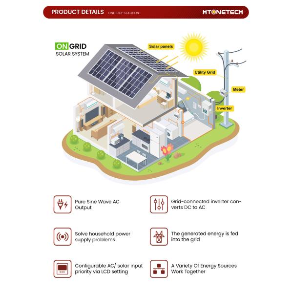 Mono Solar Panel Hybrid PV System 450W 5Kw Diesel Generator Single Phase