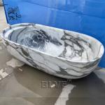 Marble Bath Tube Natural Stone Carving Tube Solid Surface Free Standing Elegant
