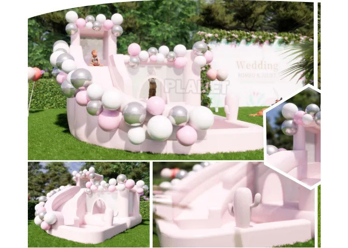 Girls Pastel Pink Inflatable Bounce House Inflatable White Bouncy Jumping Castle