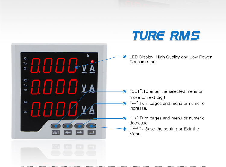 CN-3UIF33 96*96 mm Three Phase A&V&Hz Multi Combined Meter with good quality