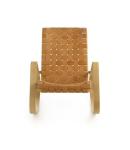 Tanned Leather Dondolo Rocking Easy Chair / Yellow Rustic Rocking Chair