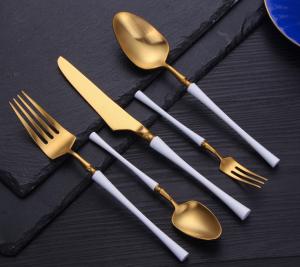 Wholesale High-grade Forged Stainlesss steel Cutlery Set Flatware with White and Gold Color from china suppliers