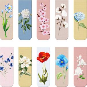 Wholesale 10pcs Matte Floral Magnetic Bookmark Clips For Students Books Reading from china suppliers