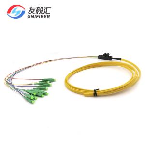 Wholesale LC APC Ribbon Fiber Fan Out Pigtails 12 Core 900um Single Mode G657A2 1.5m from china suppliers