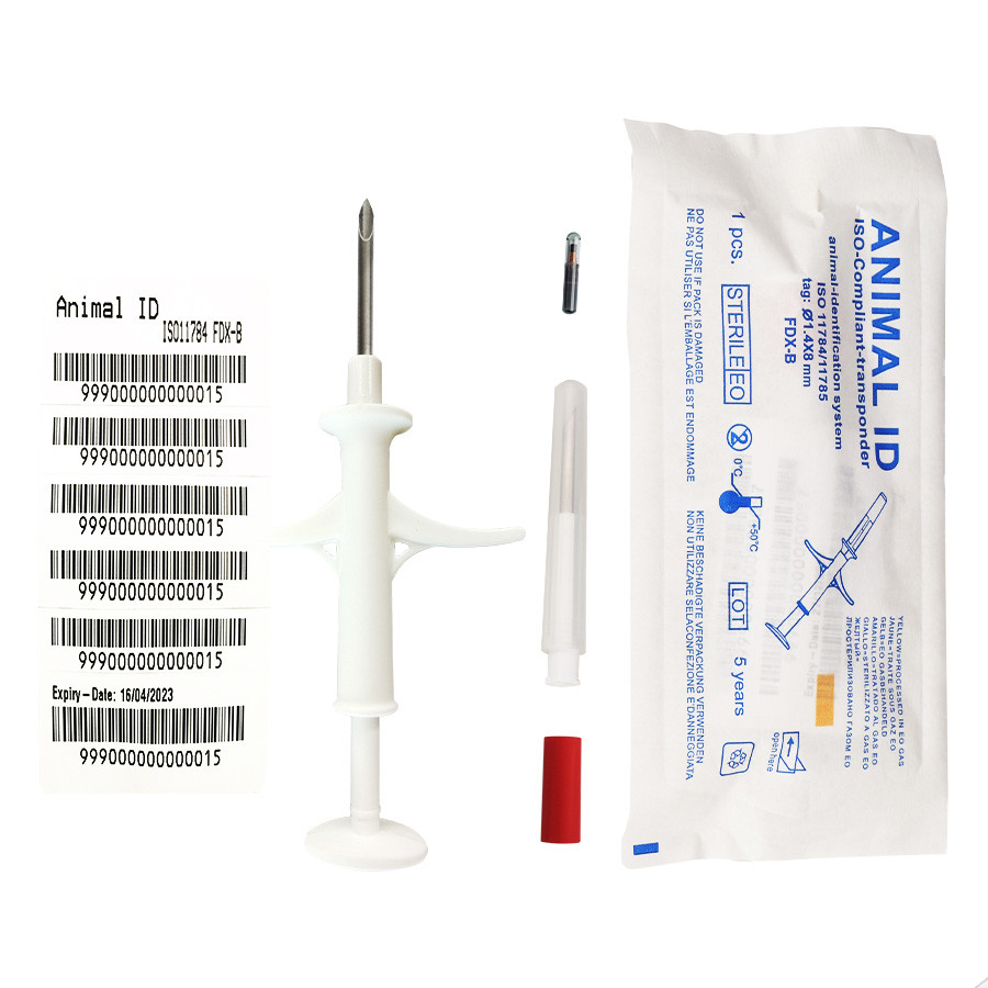134.2KHZ RFID Glass Tag With Syringe , Animal Tracking Microchip 2*12mm
