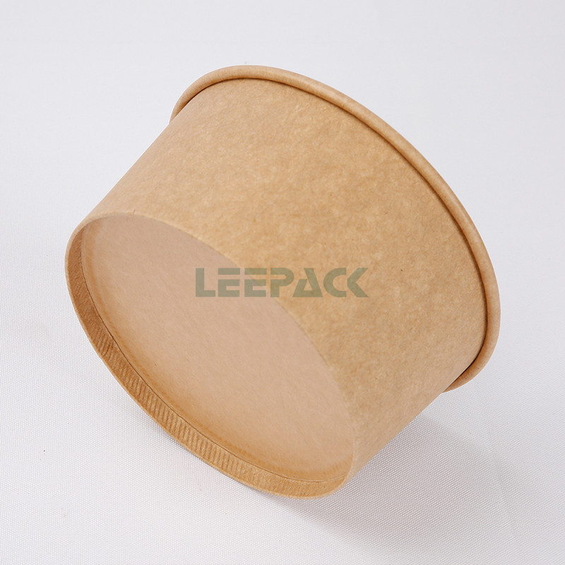 Custom LOGO Printing kraft paper bowl 500ml 1000ml 1300ml take-away food container for salad noodles snacks with lids