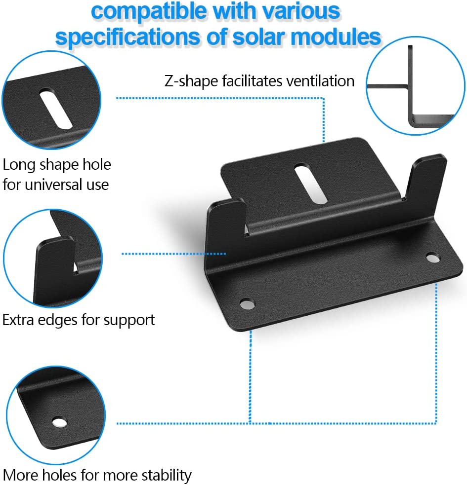 3.94*2.6 White Power Black Solar Panel Z Bracket Mount Lightweight Anodized Aluminum Mounting Brackets