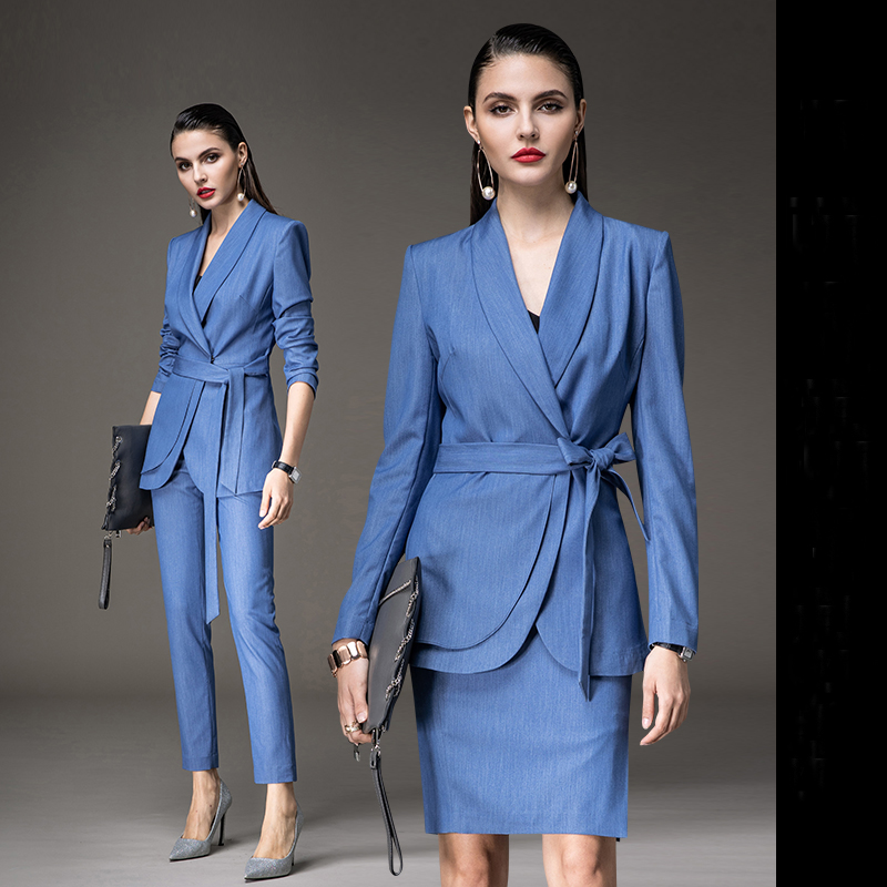Classic Womens Suits Set for Women Lady Business Suits NO Hooded Button Decoration