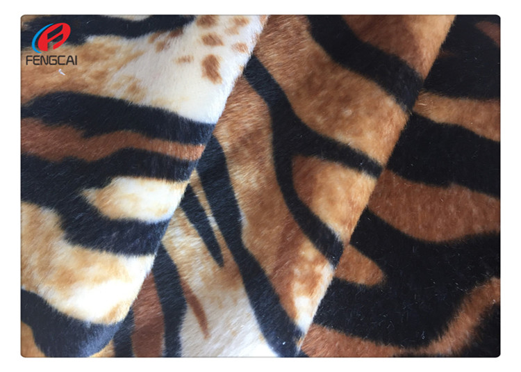 100% Polyester Polyester Tricot Fabric Knitted Tiger Skin Printed Design