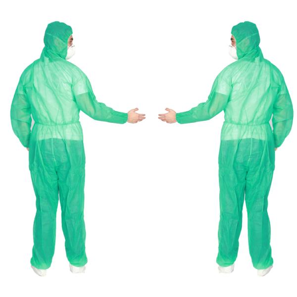 Hospital Hooded Disposable Coverall Suit Chemical Resistant Spunbonded PP Nonwoven
