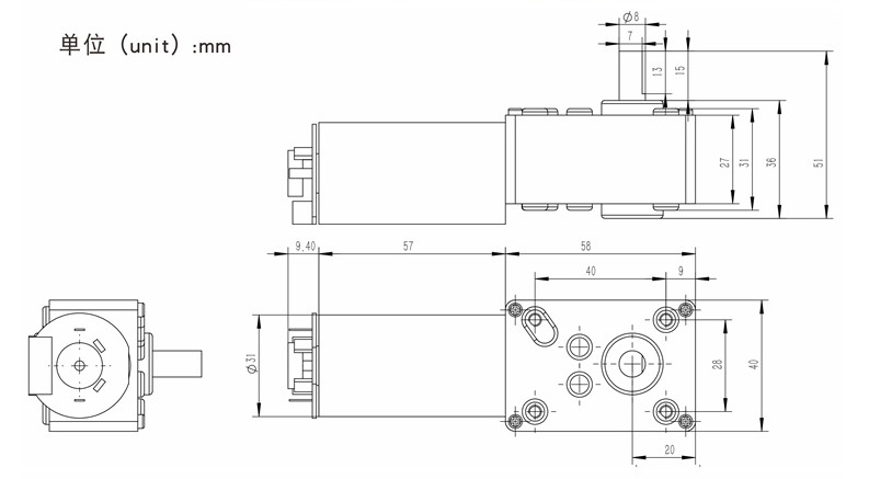 A58SW31ZYGB High Torque Worm Gear Motor With Encoder Cover
