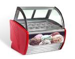 Red Green Black Color Curved Sliding Door Ice Cream Display Freezer