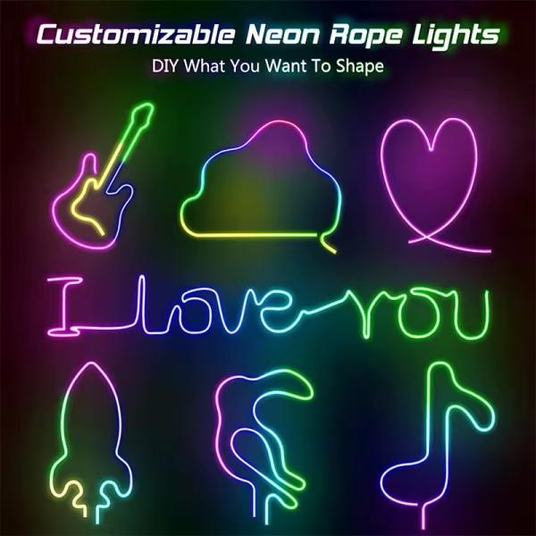 DIY Design Color Changing RGBIC 24V Silicone Tube Neon LED Strip Light Neon Rope For Game Room In Europe