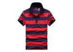 Striped Golf Cotton Polo Shirt Soft Antistatic , Custom Embroidered Polos