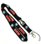 Flat Custom Polyester Lanyards BMW Brand Plastic Safety Buckle Metal Hook